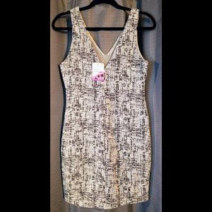 Dainty Hooligan  Black/White V-Neck Lined Sheath Dress (Size M)